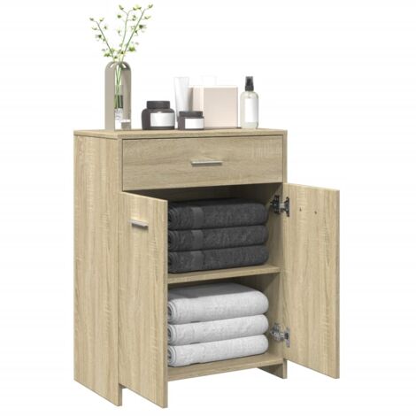 Armoire de salle de bain,Meuble de salle de bain Chêne sonoma 60x33x80 cm Aggloméré CFW82474 (1/5)