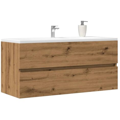 Design In – Meuble de rangement salle de bain chêne artisanal 100x38,5x45 cm – Bois d'ingénierie – Installation murale – Rangement efficace - CFW97717