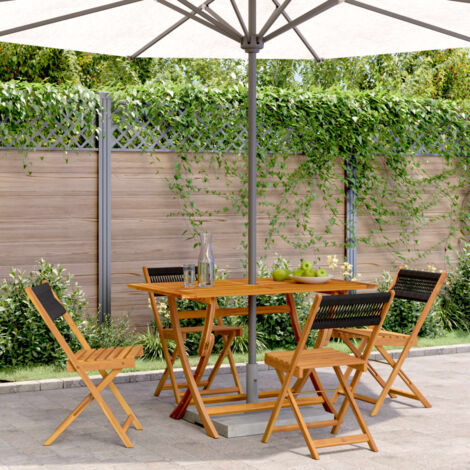 Lot de 4 Chaises de jardin，Siège de Terrasse  Chaise d'extérieur pliantes noir bois d'acacia massif CFW52243 (1/5)
