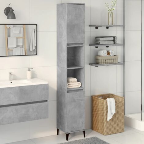 Armoire de salle de bain,Meuble de salle de bain gris béton 30x30x190 cm CFW20265 (1/5)