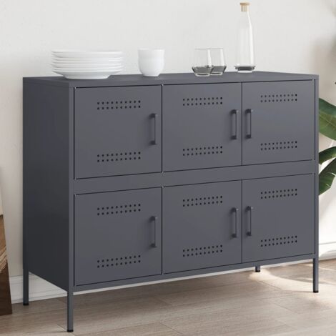 Buffet，Meuble de Rangement，Bahut pour Salon, Salle à Manger, Cuisine anthracite 100,5x39x79 cm acier CFW31037 (1/5)
