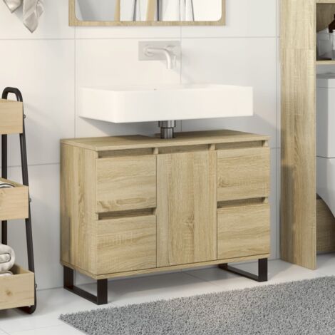 Armoire salle de bain,Meuble de salle de bain chêne sonoma 80x33x60cm bois d'ingénierie CFW93035 (1/5)