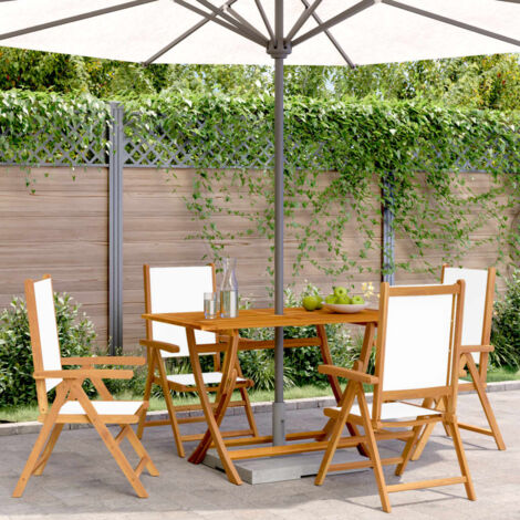 Lot de 4 Chaises inclinables de jardin,Siège de Terrasse Chaise d'extérieur tissu et bois massif CFW86097 (1/5)