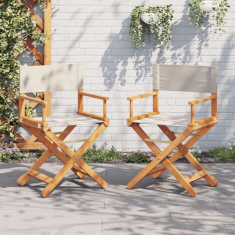 Lot de 2 Chaises de jardin，Siège de Terrasse  Chaise d'extérieur pliables blanc crème tissu CFW48602 (1/5)