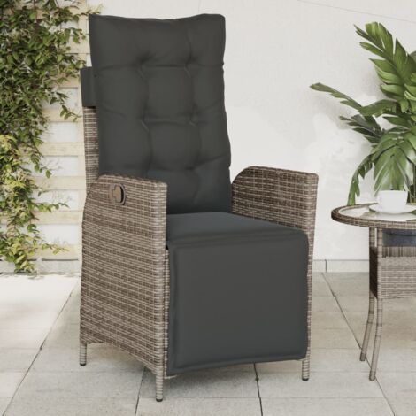 Chaise inclinable de jardin,Siège de Terrasse Chaise d'extérieur et repose-pied gris résine tressée CFW39092 (1/5)
