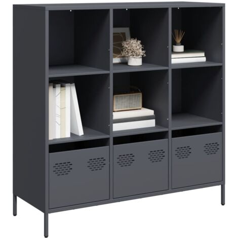 Buffet haut,Meuble de Rangement,Bahut pour Salon, Salle à Manger, Cuisine anthracite 101,5x39x103,5 cm acier CFW71155 (1/5)