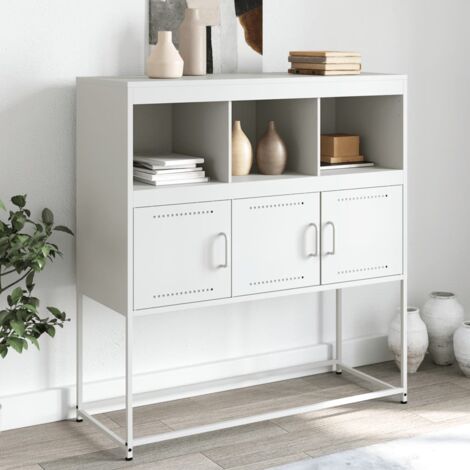 Buffet，Meuble de Rangement，Bahut pour Salon, Salle à Manger, Cuisine blanc 100,5x39x107 cm acier CFW44951 (1/5)