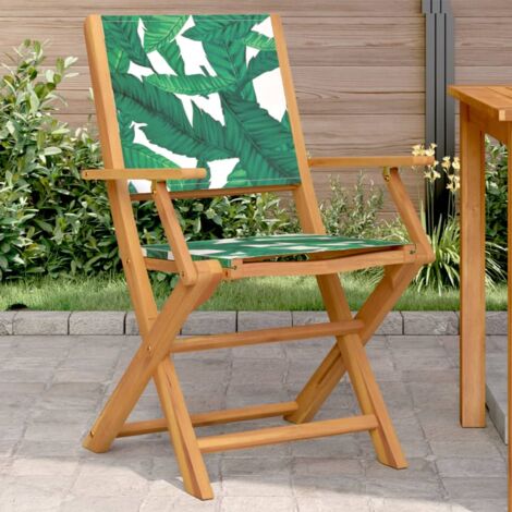 Lot de 2 Chaises de jardin,Siège de Terrasse Chaise d'extérieur motif de feuilles acacia et tissu CFW24545 (1/5)