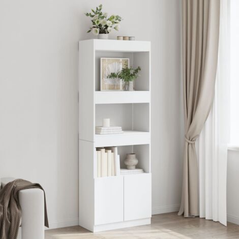 Buffet haut,Meuble de Rangement,Bahut pour Salon, Salle à Manger, Cuisine 63x33x180 cm blanc bois d'ingénierie CFW26440 (1/5)