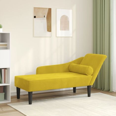 Chaise longue Bain de soleil Transat de relaxation avec coussins jaune velours CFW90628 (1/5)