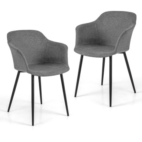 Fauteuil scandinave lot de 2 rembourrées accoudoirs hauteur assise 46 cm gris CW37947 (1/3)