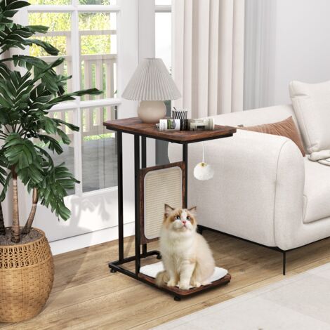 Arbre à chat  Jouets pour chat 64CM 2 en 1 Griffoir Pompon Suspendu avec Coussin Amovible CW14406 (1/3)