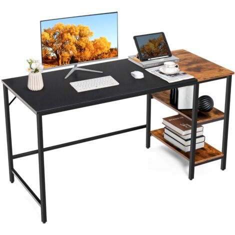Bureau Angle 140 Cm, En L Avec 2 Étagères, Blanc - Tous les bureaux