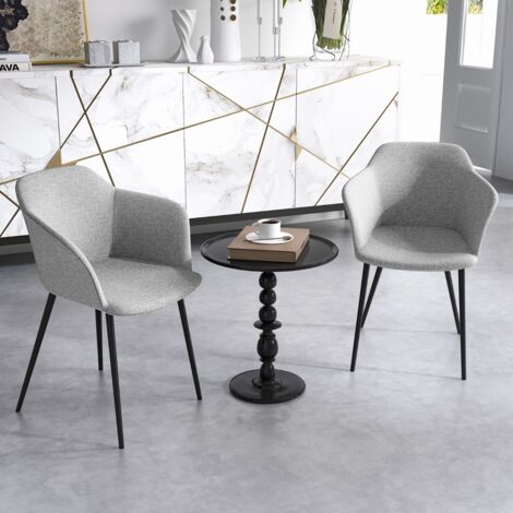 Fauteuil scandinave lot de 2 rembourrées accoudoirs hauteur assise 46 cm blanc CW33225 (1/3)