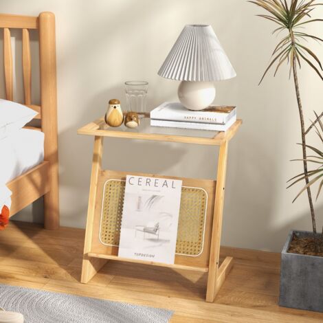Table D'Appoint Forme C Bambou - Hauteur Réglable 45-85cm - Pour Lit/Canapé/Bureau - Style Moderne