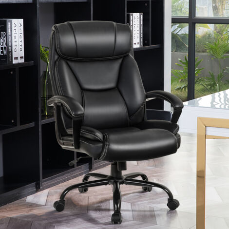 Fauteuil Bascule Ultra Souple Similicuir Hauteur Réglable 220kg Noir CW65418 (1/3)