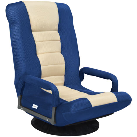 Fauteuil pliable de sol dossier réglable 6 positions pivotant 360° fer bleu foncé CW65071 (1/3)