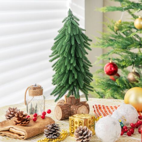 Sapin de Noël de Table 40 cm 200 Branches Base Bois Massif Décoration Noël CW46408 (1/3)