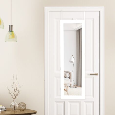 Armoire à Bijoux Murale/Suspendue, Miroir, 12 LED, Verrouillable, 37x9x119 cm, Blanc CW77248 (1/3)