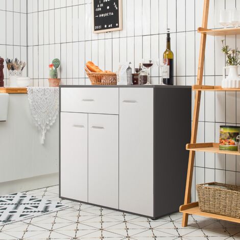 Buffet Moderne Placard de Cuisine avec Dispositif Anti-renversement et Étagère Réglable Latérale à 3 Portes Grand Tiroir CW72761 (1/3)
