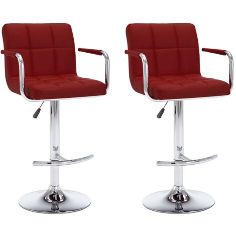 Lot de 2 Tabourets de bar,Chaise de Bar,Tabouret Haut rouge bordeaux similicuir CFW57297 (1/5)