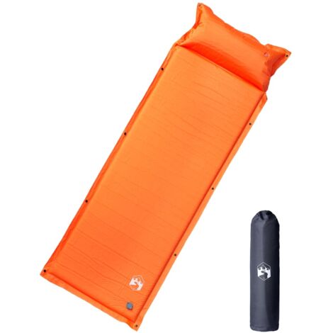 Matelas de camping autogonflant avec oreiller 1 personne orange vidaXL (1/5)