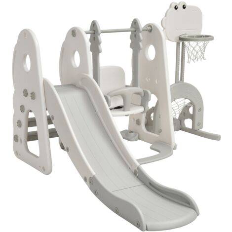 Toboggan - Toboggan pour enfants 4 en 1 avec support de basket-ball - échelle d'escalade - pour enfant - bleu