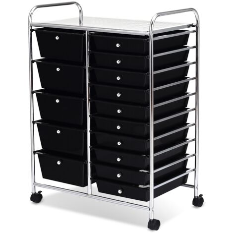 COSTWAY Tour de Rangement, Desserte à roulettes avec 10 Tiroirs, Conception Stable et Solide, 4 roulettes Universelles 2 avec Freins, Idéal pour Salon, Cuisine, Salle de Bain etc. (Arc-en-Ciel