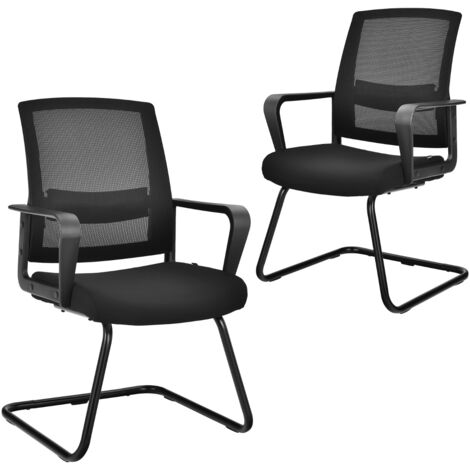 Lot de 2 Chaises de Conférence Ergonomiques en Maille Dossier Moyen Siège Rembourré CW18535 (1/3)