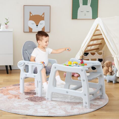 Chaise Haute Bébé Convertible Dossier 3 Niveaux Roues Universelles Amovibles Plateau Réglable 20KG 6-36 Mois Gris CW80232