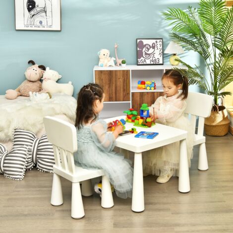 Ensemble Table Chaises Enfants Jouer Manger Dessiner 1 à 7 Ans Blanc CW36200 (1/3)