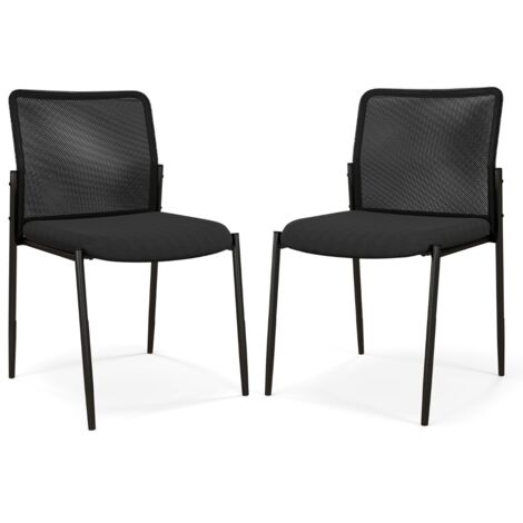 Lot de 2 Chaises Empilables Salle d'Attente Siège Rembourré Bureau Réception Noir CW86354 (1/3)