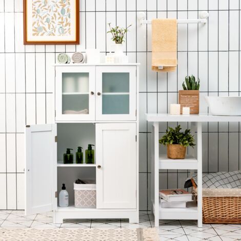 Meuble Rangement 58x30x109 CM Étagère Réglable Polyvalent Salon Bureau Cuisine Blanc CW49877 (1/3)