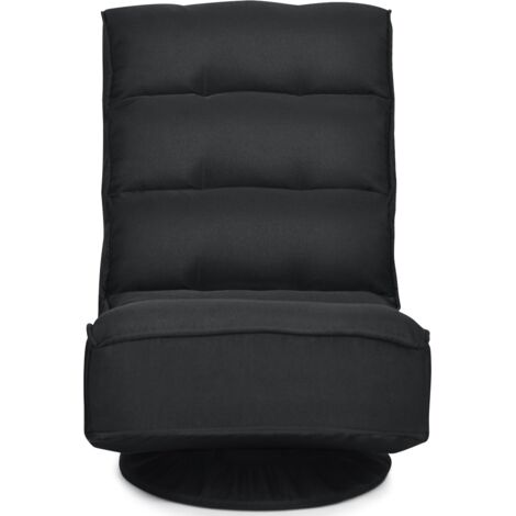 Chaise Relax Pliable Réglable 5 Positions Pivotant 360 Degrés Rembourrée Confortable Noir CW12795 (1/3)