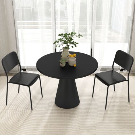 Design In – Ensemble de 4 chaises empilables pour salle à manger – Dossier incliné en PP – Pieds en métal noir – Conception ergonomique et durable - CW57339 (1/3)