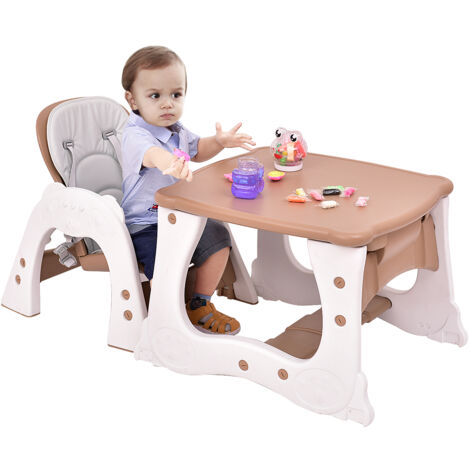 4 En 1 Chaise Haute Bébé Evolutive, 6-36 Mois, Charge 15 Kg, Chaise Bebe Convertible, Plateau Et Repose Pieds Reglable Amovible Gris 95979744