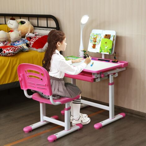 Ensemble Table Chaise Enfant Lampe Hauteur Réglable Rose CW25314 (1/3)