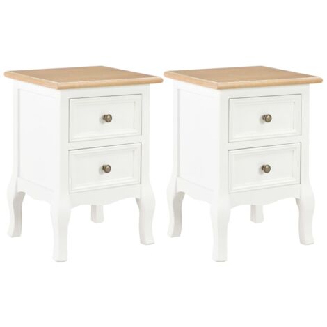 Lot de 2 Tables de chevet Table d'appoint Table de nuit blanc 35x30x49 cm MDF CVW19739 (1/5)