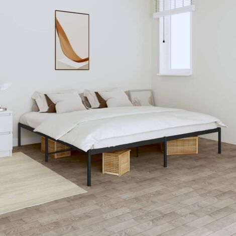 Lit double，Lit adulte，Cadre de lit métal noir 183x213 cm692688 (1/5)