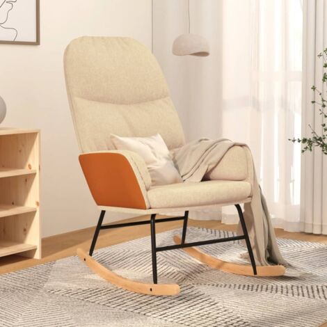Chaise à bascule,Chaise de relaxation Blanc crème Tissu CFW23053 (1/5)