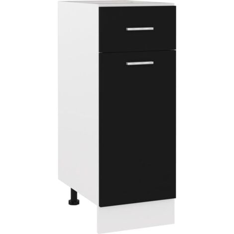 Armoire de plancher à tiroir  Armoire de cuisine Meuble bas de Cuisine Noir 30x46x81,5 cm Aggloméré 33357