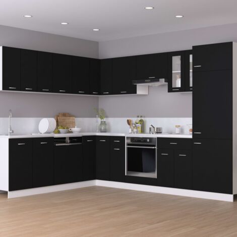 Armoire de plancher à tiroir  Armoire de cuisine Meuble bas de Cuisine Noir 30x46x81,5 cm Aggloméré 33357