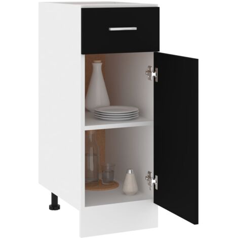 Armoire de plancher à tiroir  Armoire de cuisine Meuble bas de Cuisine Noir 30x46x81,5 cm Aggloméré 33357