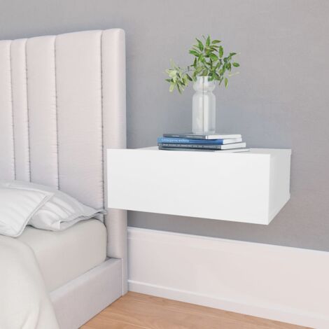 Lot de 2 Tables de chevet flottantes Tables d'appoint  Tables de nuit Blanc 40x30x15 cm Aggloméré 19164 (1/5)