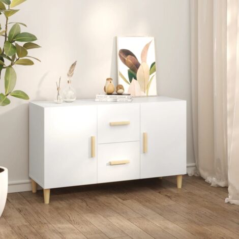 Maison Chic – Buffet bahut meuble de rangement blanc 100x36x60 cm – Bois d'ingénierie résistant à l'humidité – 2 portes et 2 tiroirs pour rangement optimisé (1/5)