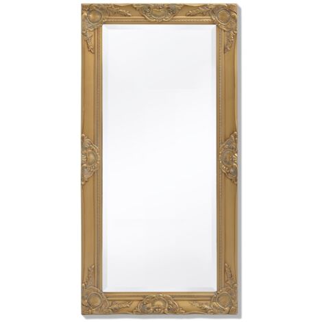Maison Chic – Miroir mural baroque doré 100 x 50 cm – Cadre en bois robuste avec motifs finement travaillés – Pour salle de bain, salon, chambre, dressing