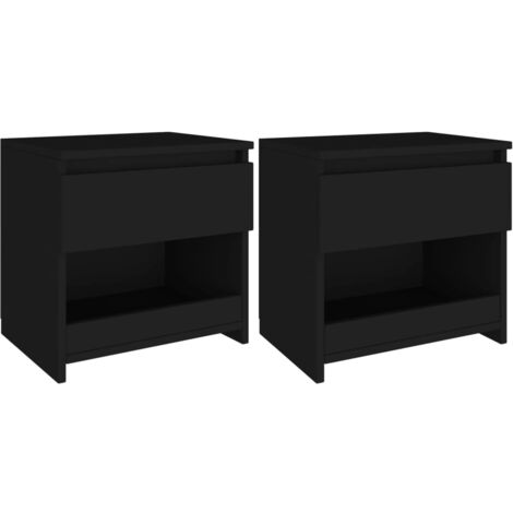 Maison Chic – Lot de 2 tables de chevet noir 40x30x39 cm – Aggloméré avec 1 tiroir – Rangement pratique pour livres et lampes (1/5)