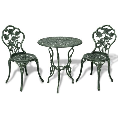 Ensemble Table et Chaises de jardin 3 pcs Ensemble de bistro Aluminium coulé Vert 49880 (1/5)