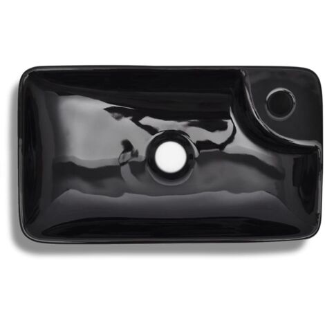 Vasque à trou pour robinet Lavabo à poser  Lavabo salle de bain  céramique Noir pour salle de bain