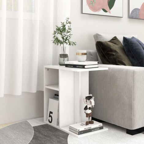 Maison Chic – Table d'appoint bout de canapé blanc 50x30x50 cm – Aggloméré – Surface stable pour boissons et objets décoratifs – Assemblage requis (1/5)